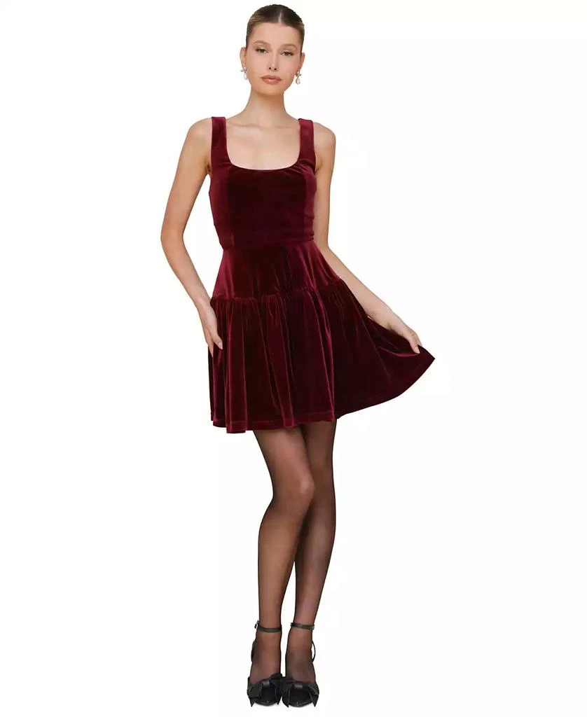 Avec Les Filles Women's Velvet Fit & Flare Mini Dress 4