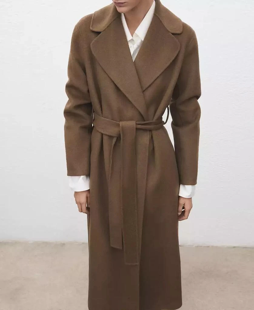 Mango Women
s Belted Handmade Wool Coat 3