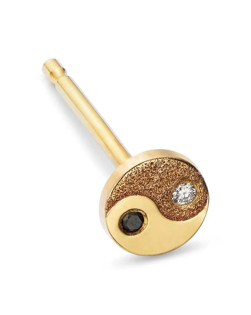 Zoe Chicco Zoe Chicco 14K Yellow Gold Itty Bitty Symbols Black & White Diamond Yin Yang Single Stud Earring 3