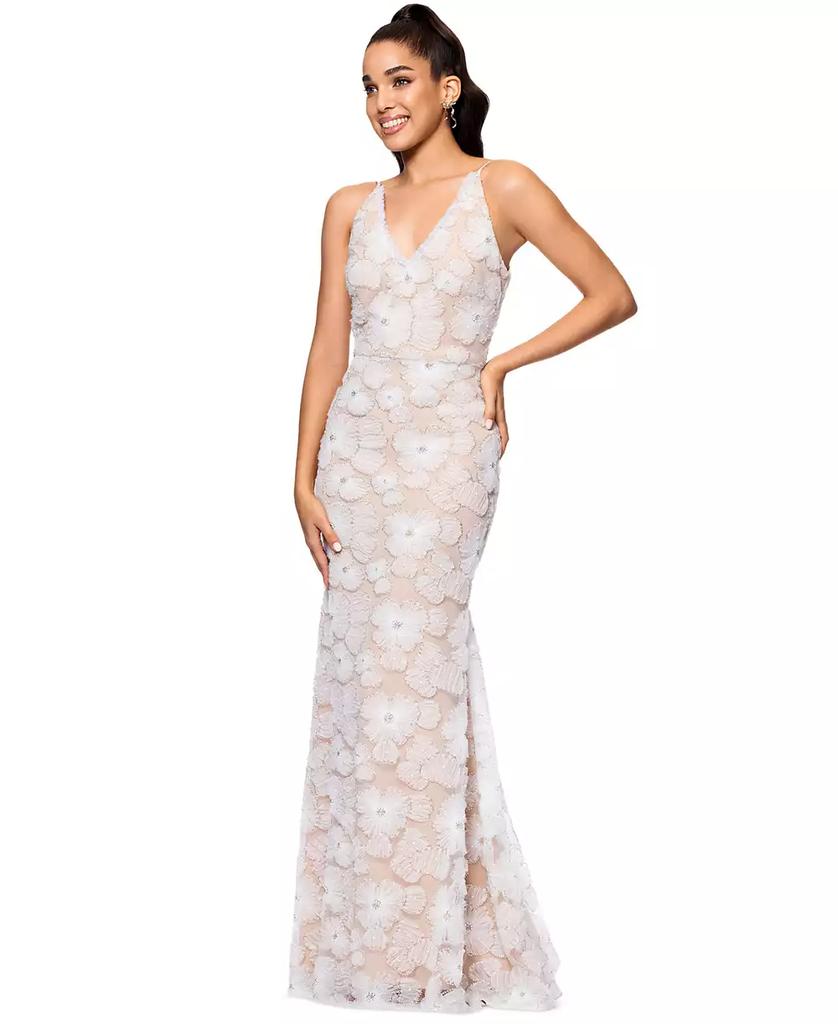 Betsy & Adam Women's Embellished Floral Soutache Sleeveless Gown