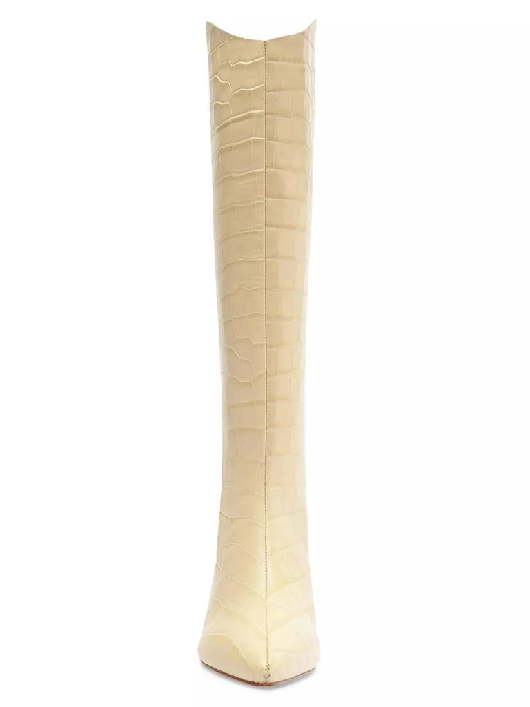 Schutz Maryana 50MM Crocodile-Embossed Leather Wide-Calf Boots 6