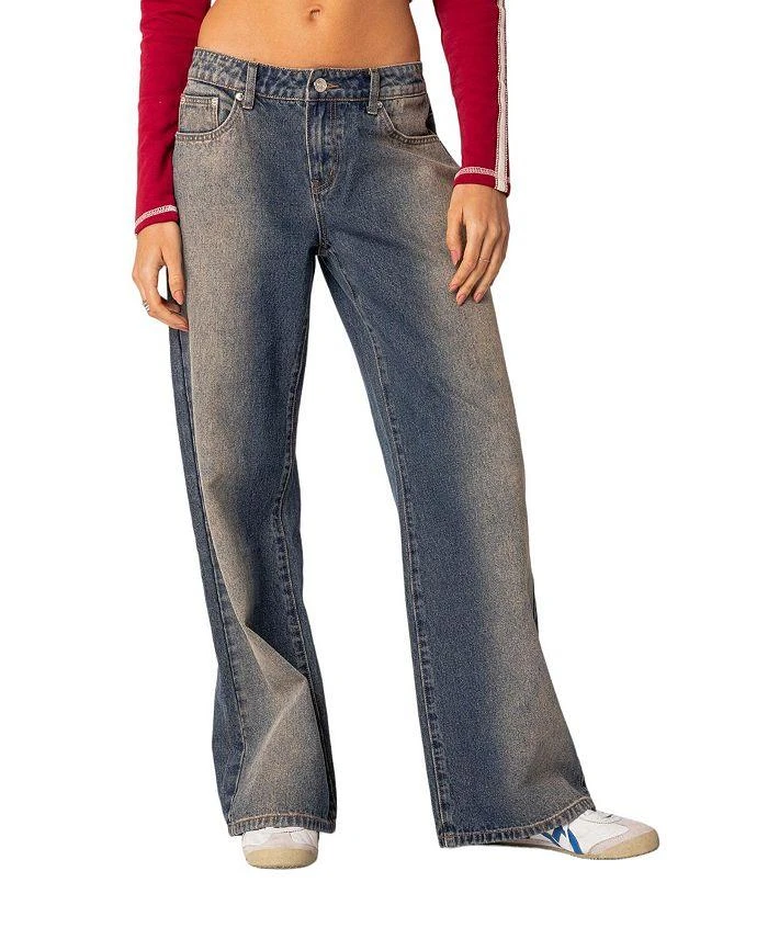 Edikted Raelynn Washed Low Rise Jeans 1