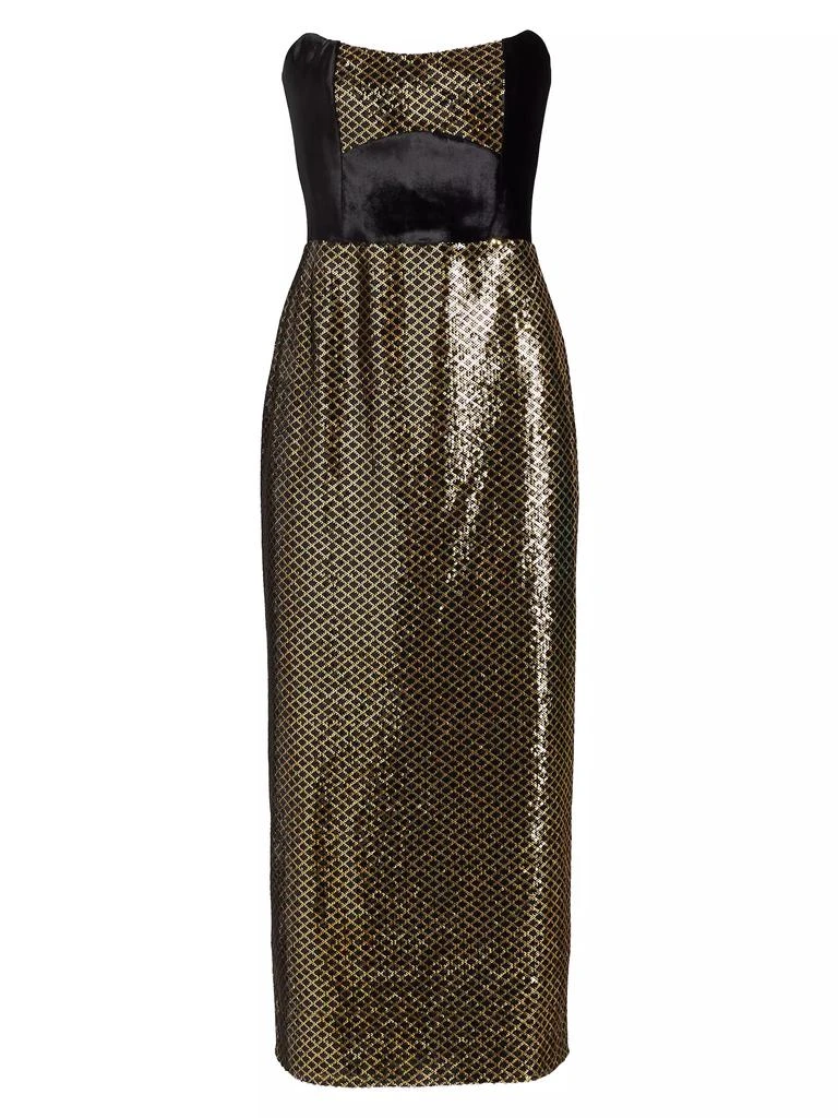 Borgo de Nor Luna Strapless Velvet & Sequin Midi-Dress 1