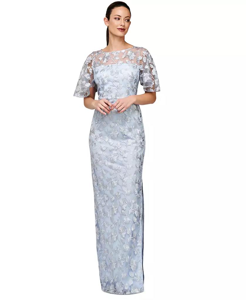 JS Collections Women's Brooke Embroidered Column Gown