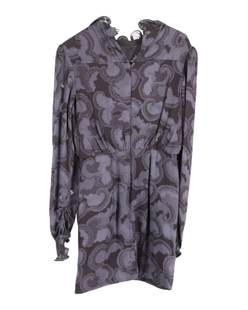 Saloni Rina B Ruffled Jacquard Mini Dress in Navy Blue Silk 3