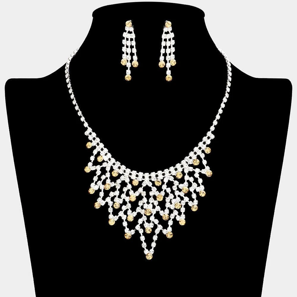 FASHNZFAB Crystal rhinestone chevron pattern necklace 2
