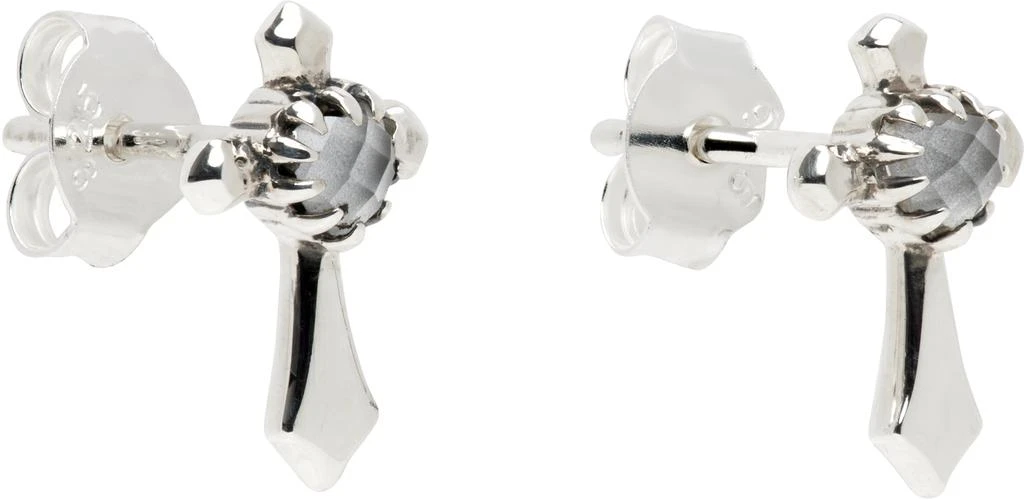 Stolen Girlfriends Club SSENSE Exclusive Silver Gothic Cross Stud Earrings 2