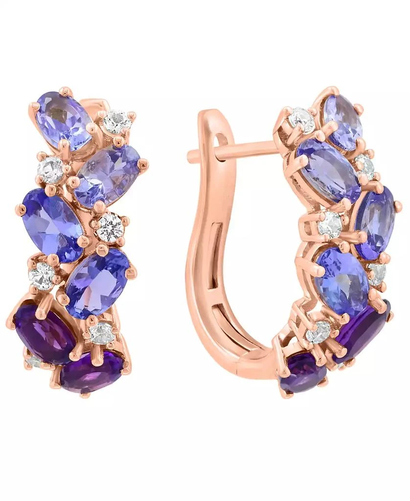 Effy White Sapphire (2/5 ct. t.w.) Amethyst (9/10 ct. t.w.) and Tanzanite (2 ct. t.w.) Earrings in 14k Rose Gold
