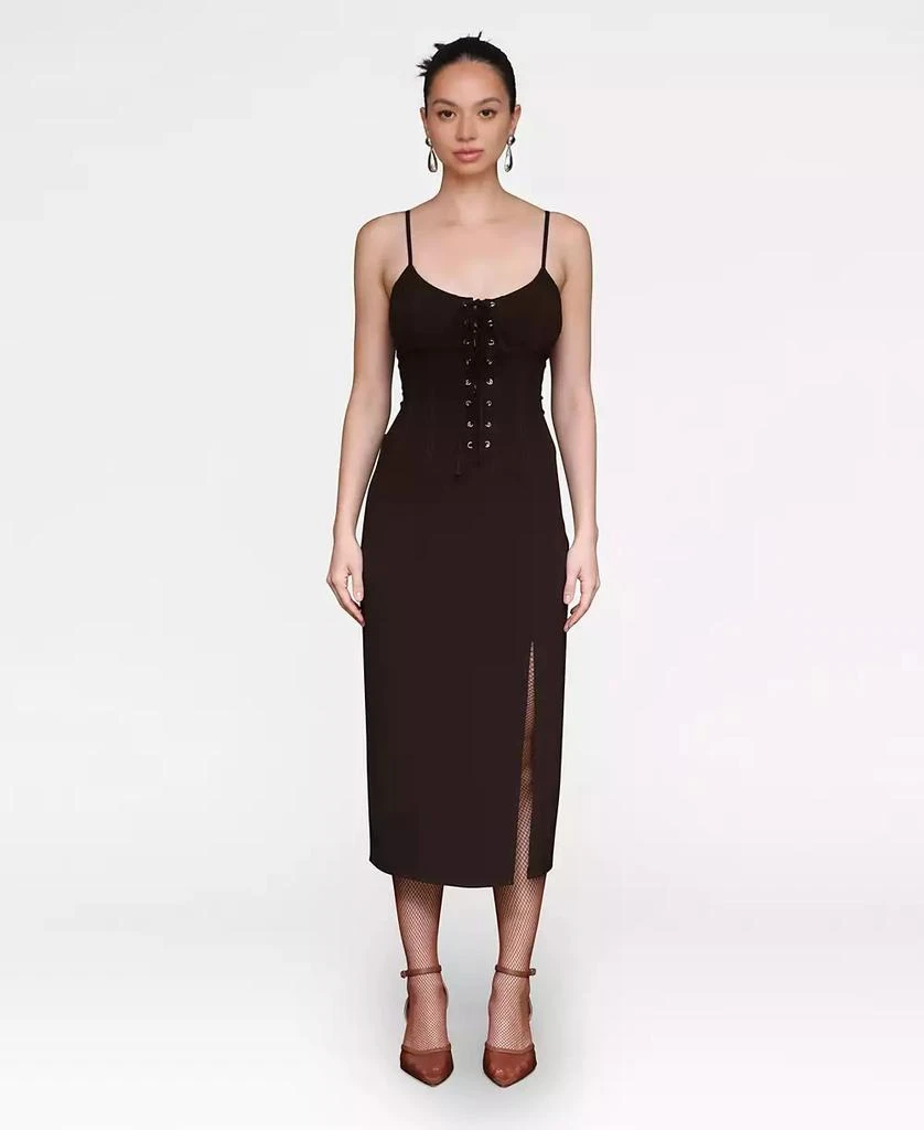 chinese dress ladies Women's Adjustable Straps Cut Out Chiffon Midi Corset Dress Flowy Slit Lace  Up Going Out Long Dresses 4564 XS at Amazon Women's Clothing store main image 1