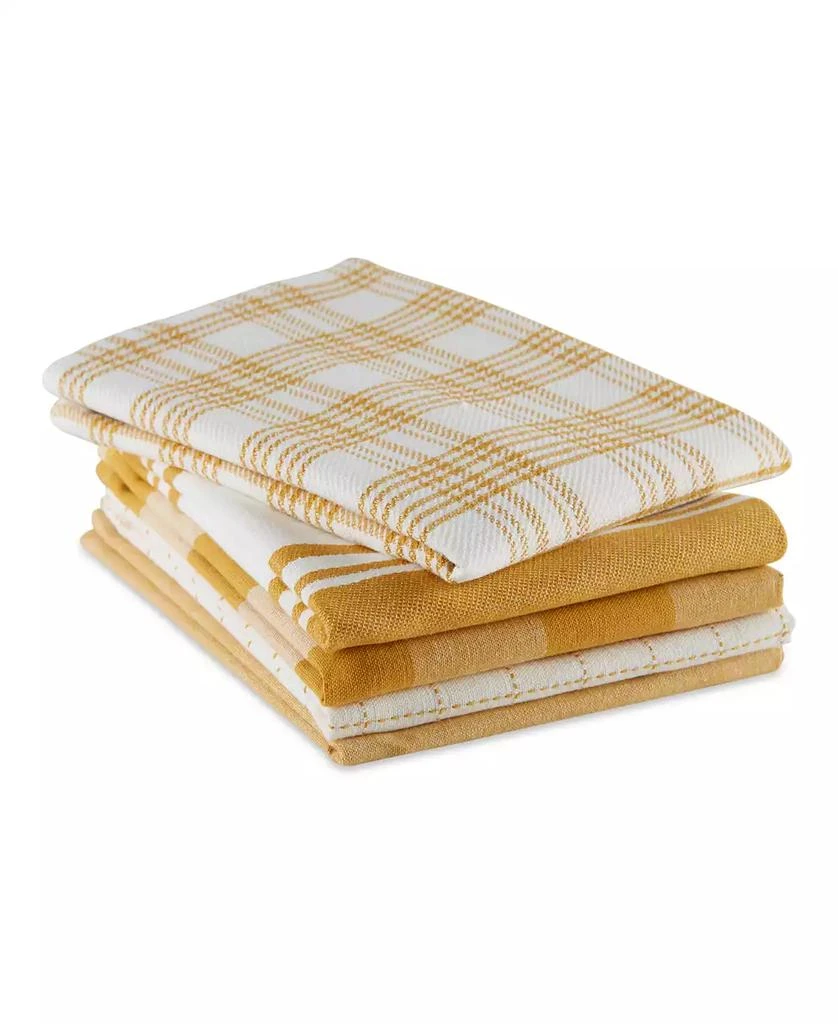 Design Imports Everyday Basic Kitchen Collection Large Woven Cotton Dishtowel/Tea Towel Set, 18x28", Honey Gold, 5 Count 14