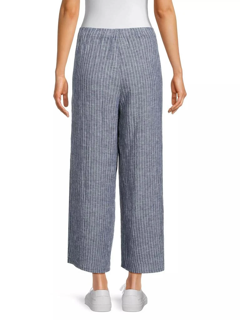 Eileen Fisher Striped Linen Elasticized Wide-Leg Pants 5