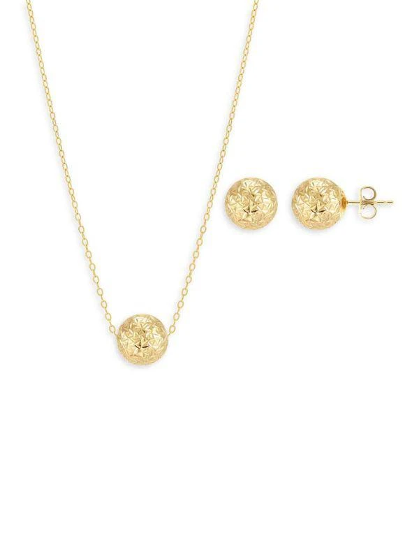 Saks Fifth Avenue 2-Piece 14K Yellow Gold Ball Stud Earrings & Pendant Necklace Set 1