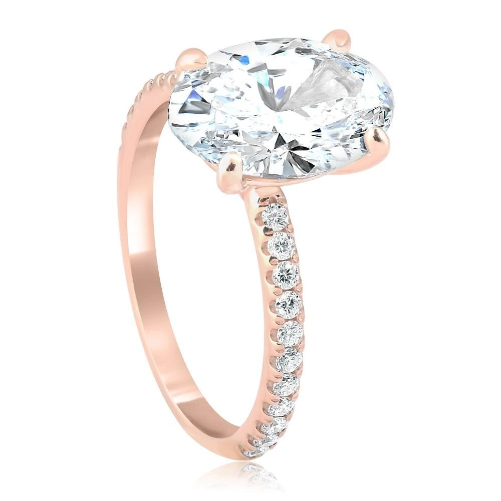 Pompeii3 2 1/2Ct Oval Diamond & Moissanite Engagement Ring 14k Rose Gold 3