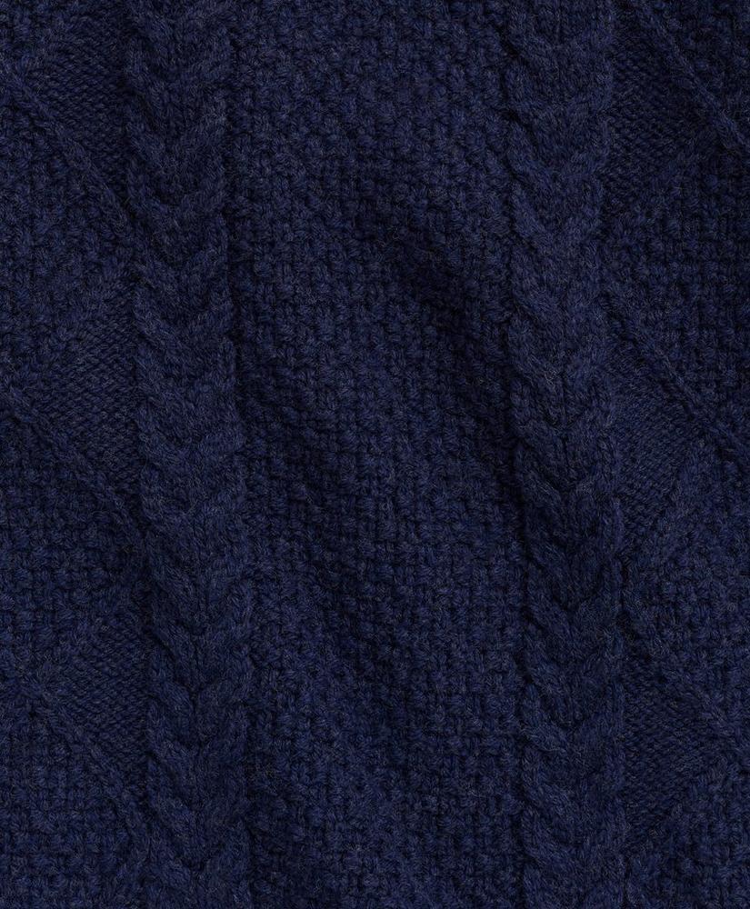 Brooks Brothers Merino Wool Mock Neck Aran Cable Sweater
