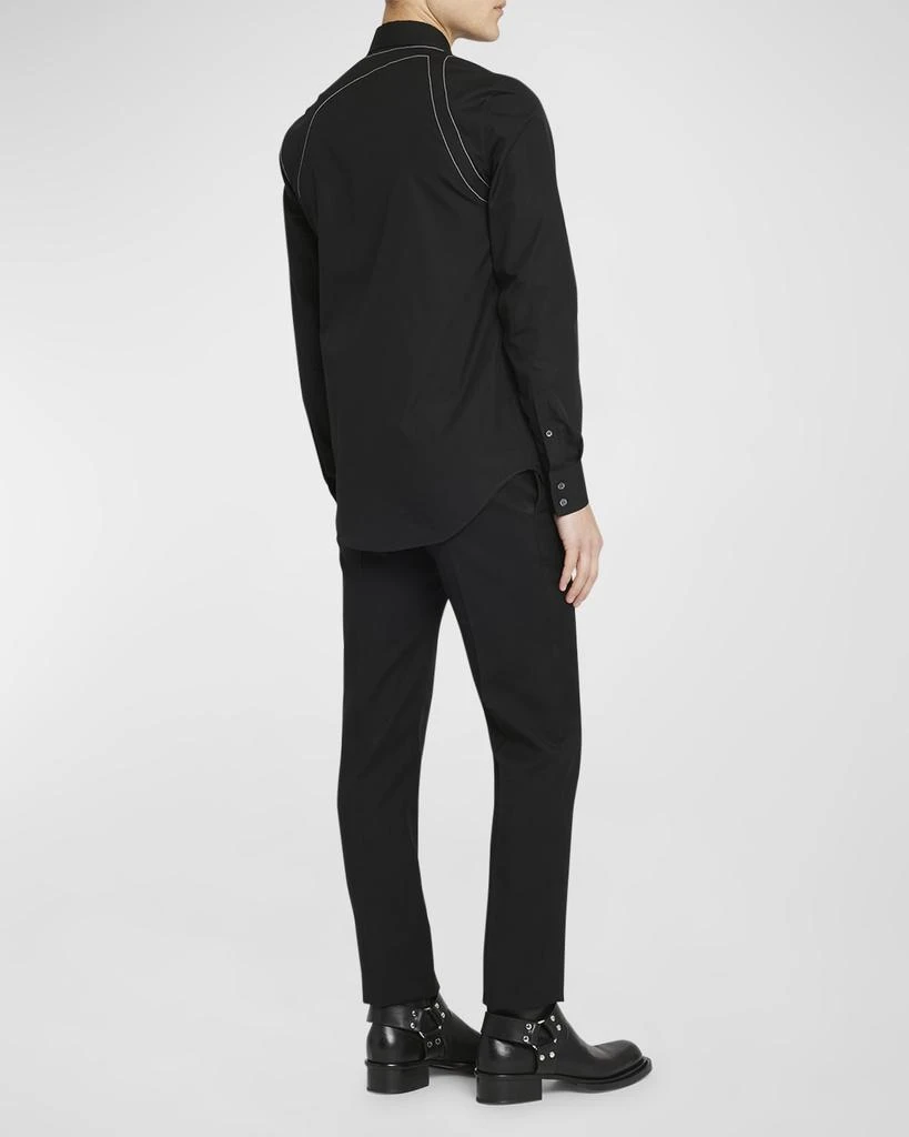 Alexander McQueen Men's Contrast-Stitch Harness Dress Shirt 4