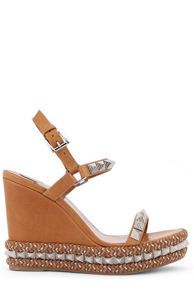 Christian Louboutin Christian Louboutin Ankle Strapped Pyraclou Studded Wedge Sandals