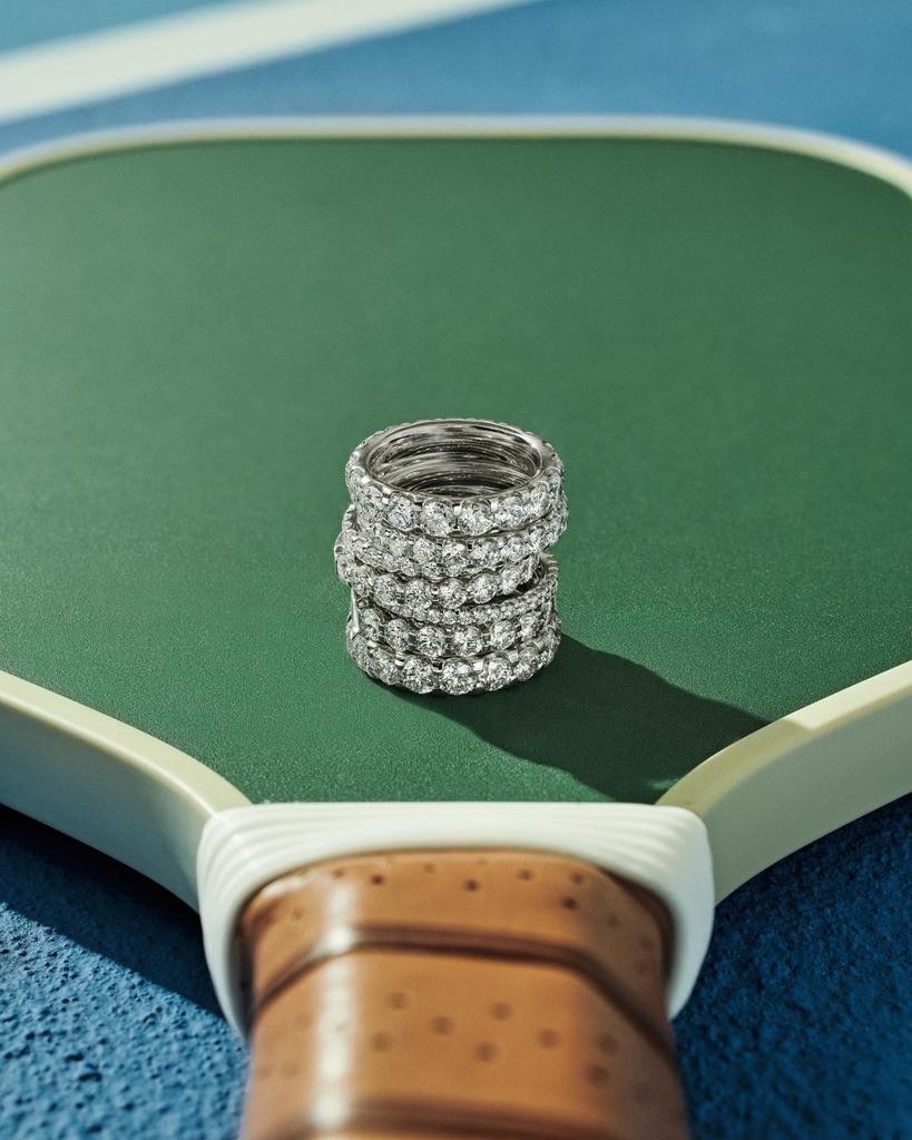 Memoire Platinum Round Diamond Eternity Ring, Size 6.5, 0.46-0.55tcw