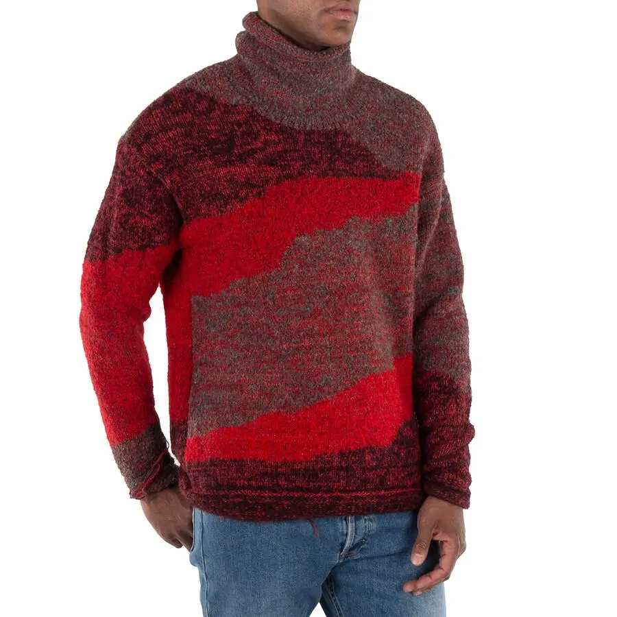 Viridi-Anne Men's Red Reversible Grunge Sweater