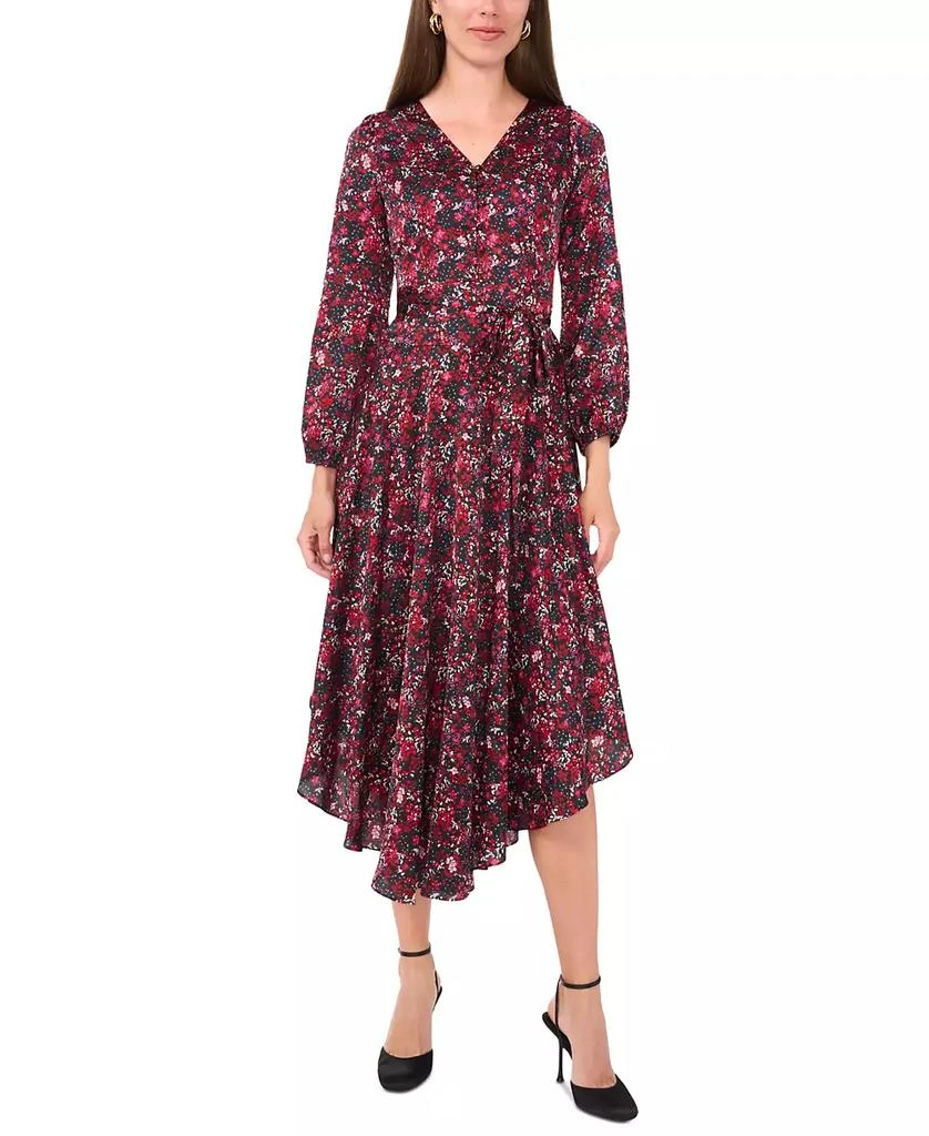 Vince Camuto Women's Printed V-Neck Asymmetrical-Hem Maxi Dress 1