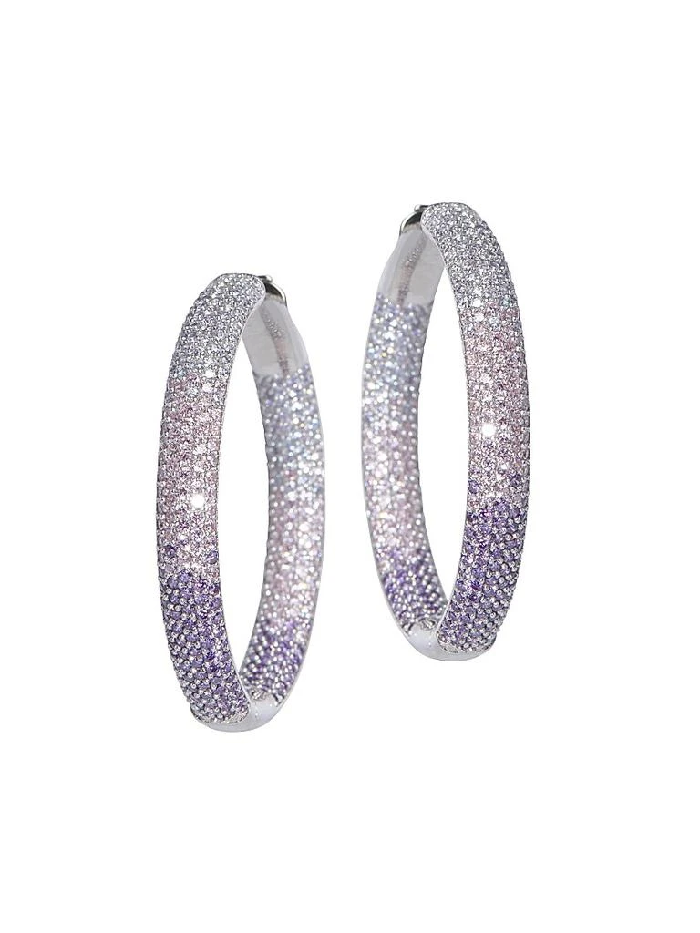 Nickho Rey Tire Rhodium Vermeil 
Crystal Ombré Hoop Earrings