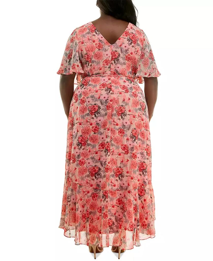 Taylor Plus Size Floral-Print Flutter-Sleeve Maxi Dress 5