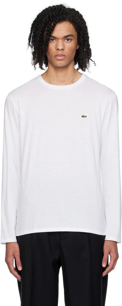 Lacoste White Crewneck Long Sleeve T-Shirt 1