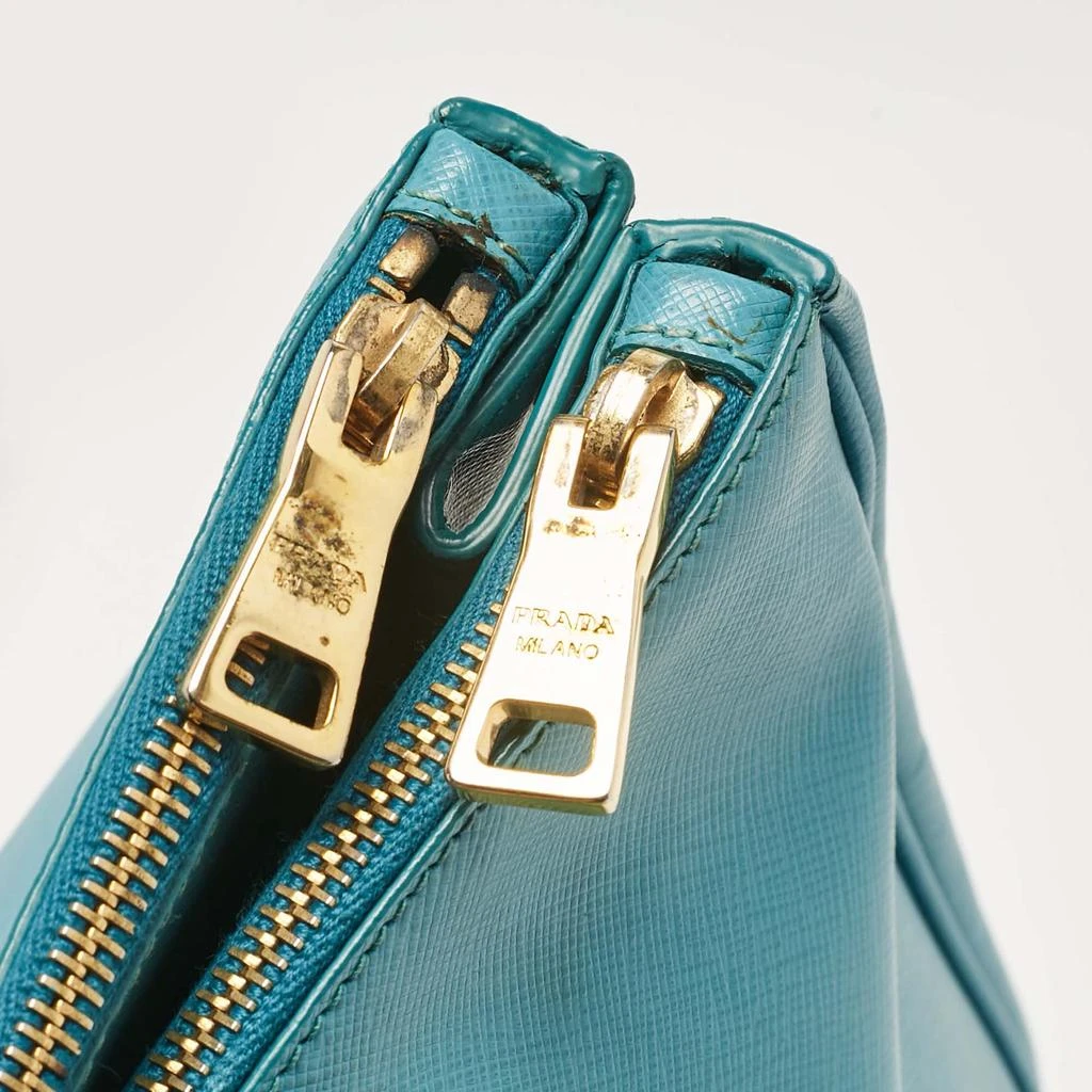 Prada Prada Turquoise Saffiano Leather Medium Double Zip Tote 6