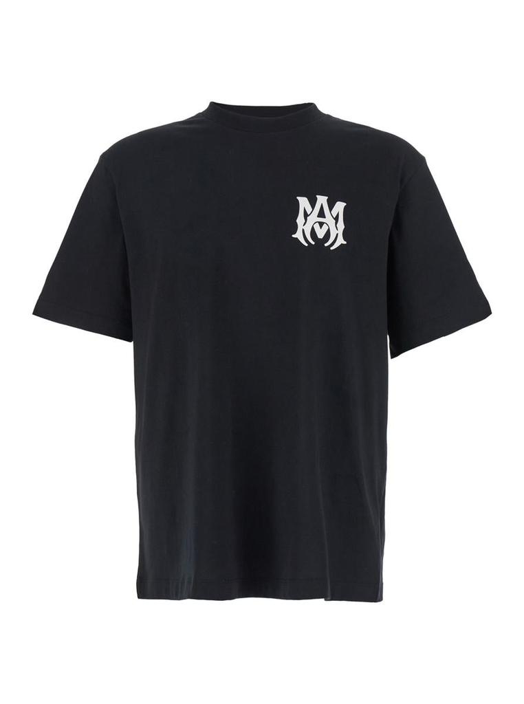 AMIRI Black Crewneck T-Shirt With Logo Print On The Front