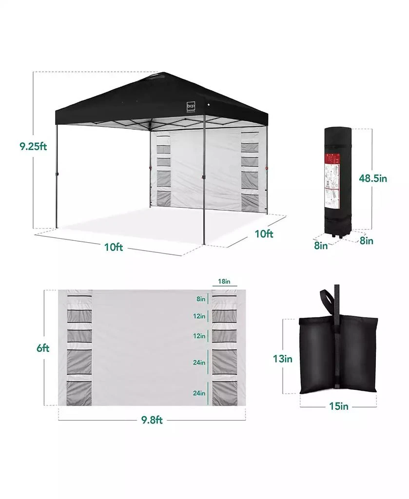 Best Choice Products 10x10ft Easy Setup Pop Up Canopy, Portable Tent w/ Side Wall, 1-Button Push, Case 4