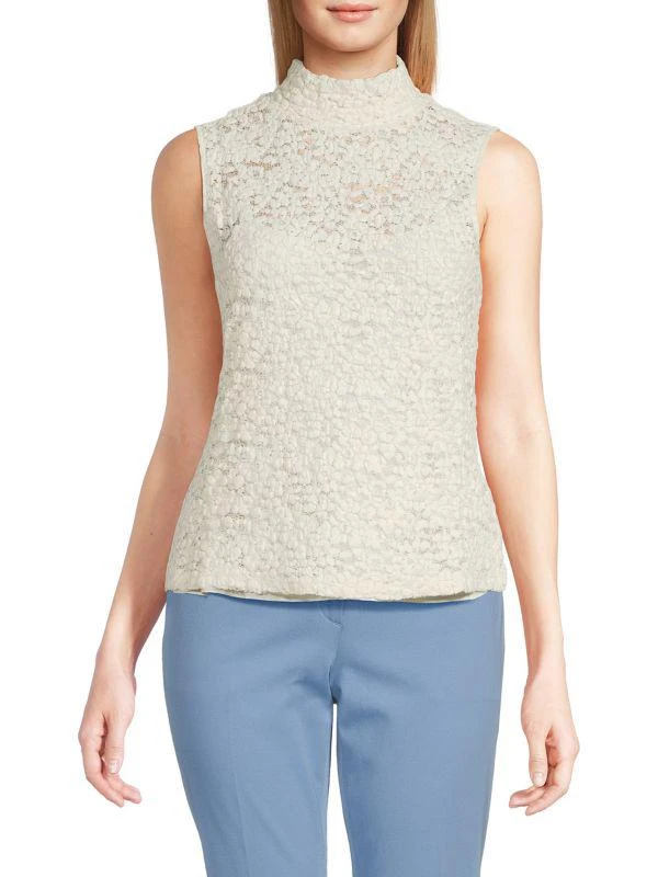 Theory Floral Lace Mock Turtleneck Top 1