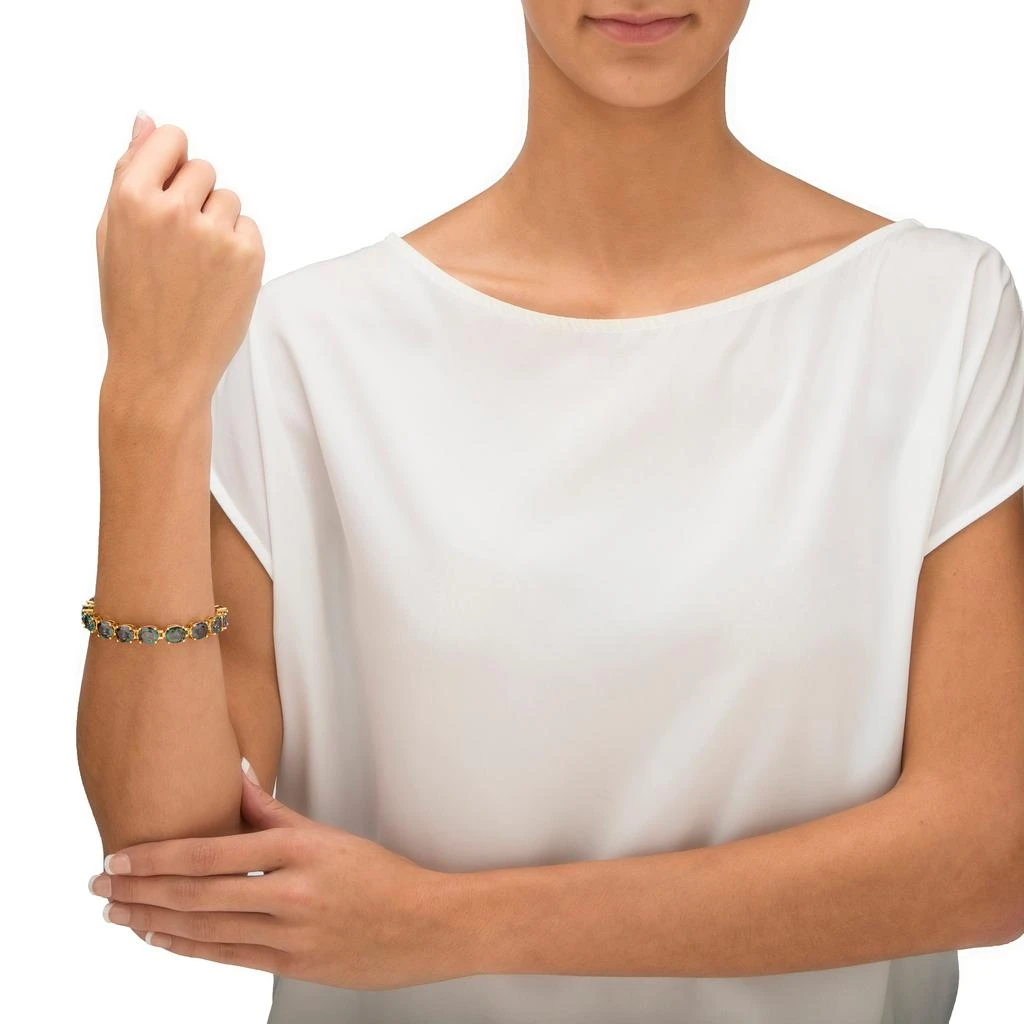 Palm Beach Jewelry 40.64 TCW Oval Dark Mystic Cubic Zirconia Gold-Plated Tennis Bracelet 7.25" 3