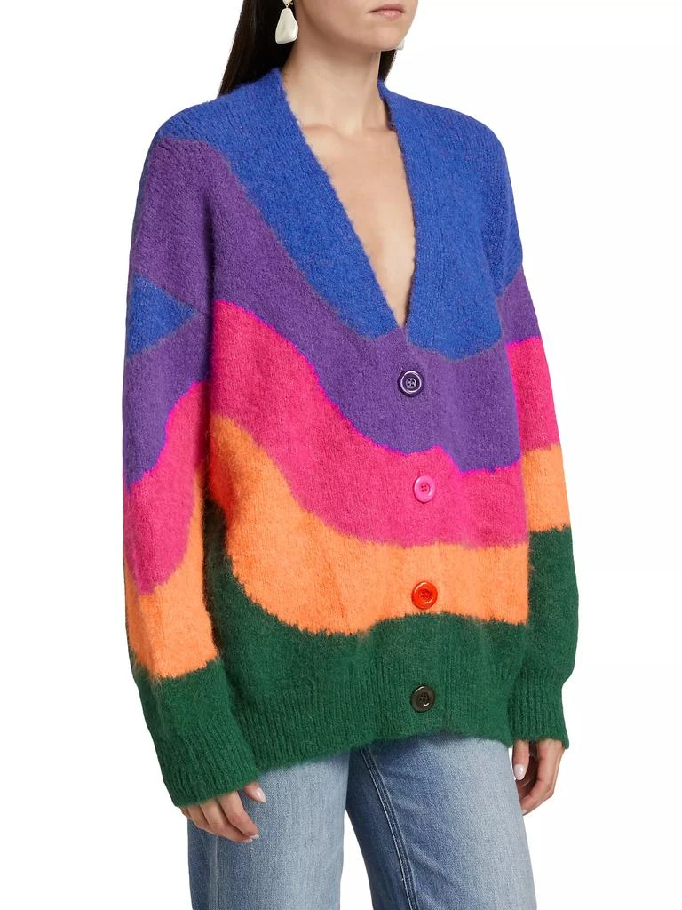 Farm Rio Wave Striped Knit V-Neck Cardigan 4