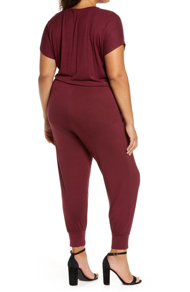 Loveappella Short Sleeve Wrap Top Jumpsuit