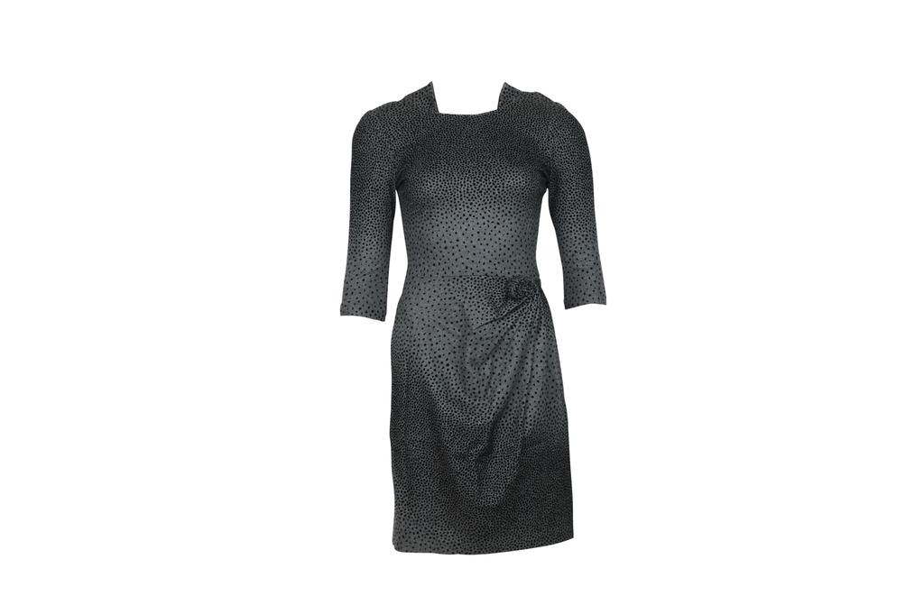 Issa London Polka-Dot Print Dress in Grey Wool