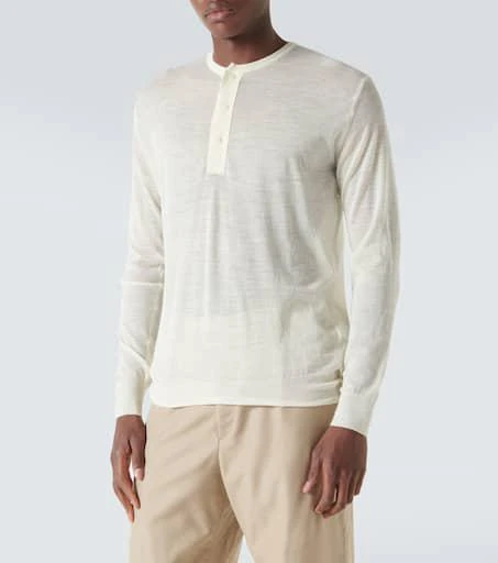 AURALEE Wool and silk Henley shirt 3