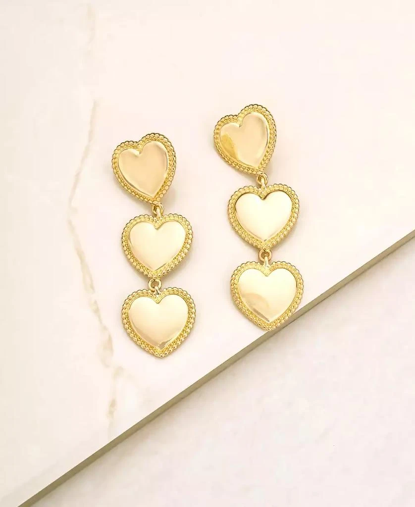 Ettika Jewelry 18k Gold-Plated Heart Triple Drop Earrings 3