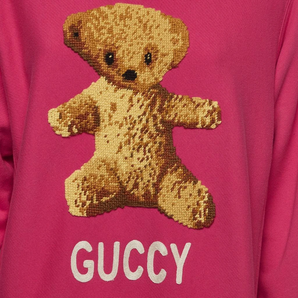 Gucci Gucci Pink Cotton Knit Embroidered Teddy Sweatshirt M 3