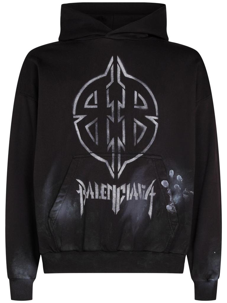 BALENCIAGA Metal Bb Stencil Vintage Cotton Hoodie