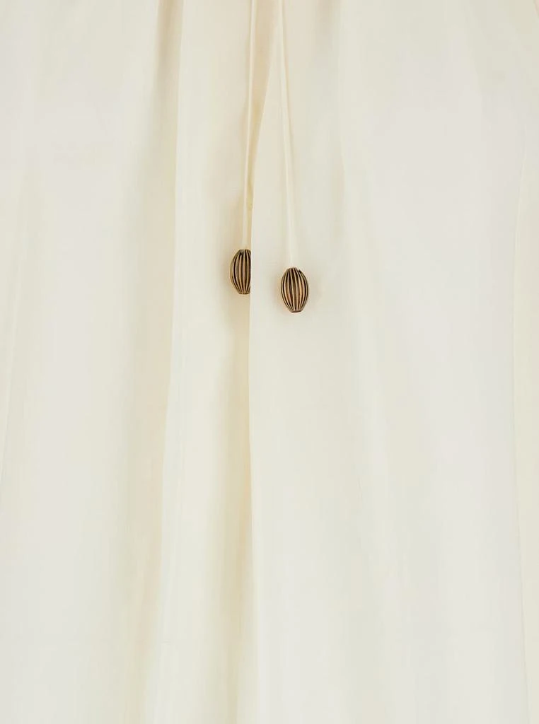 Chloé Cream White Loose Blouse With Drawstring In Silk Woman 3