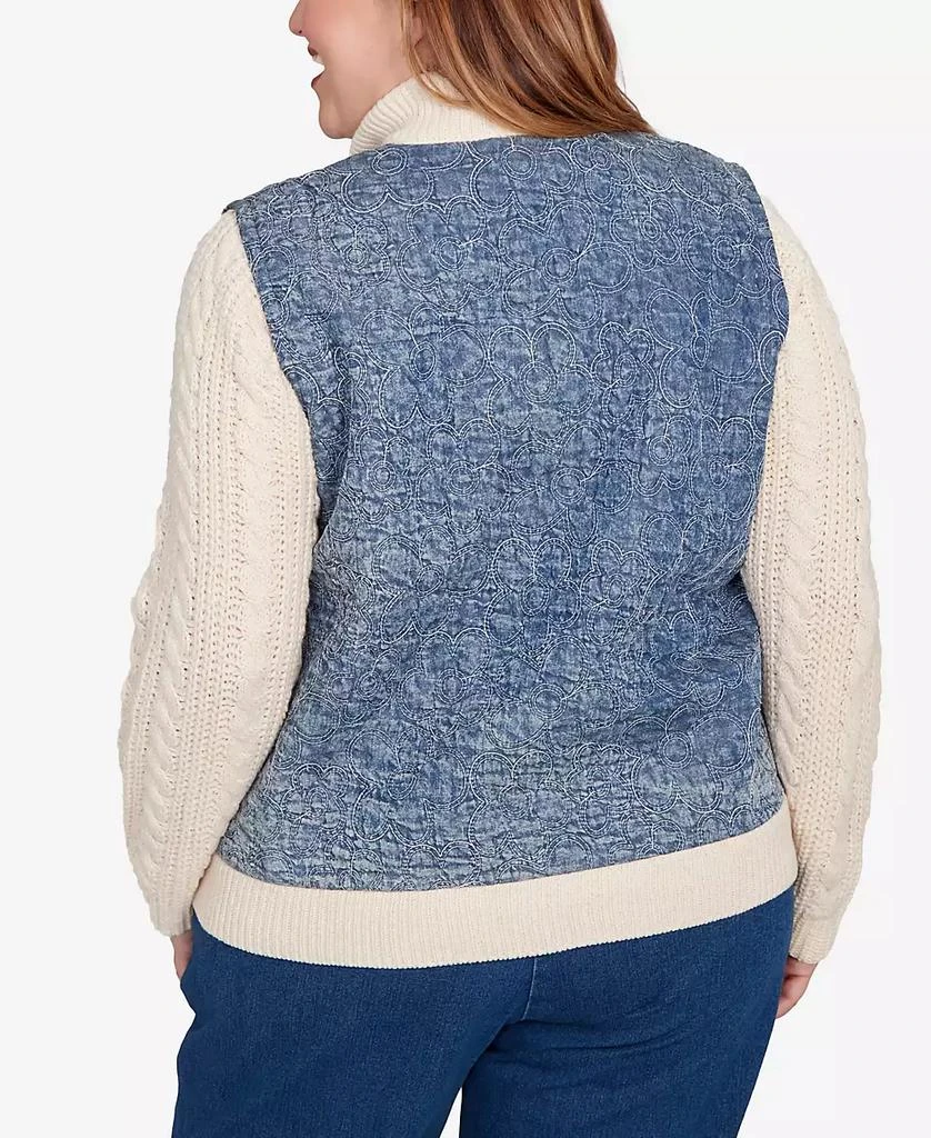 Alfred Dunner Plus Size Sunset Canyon Sweater Ribbed Quilted Jacket 5