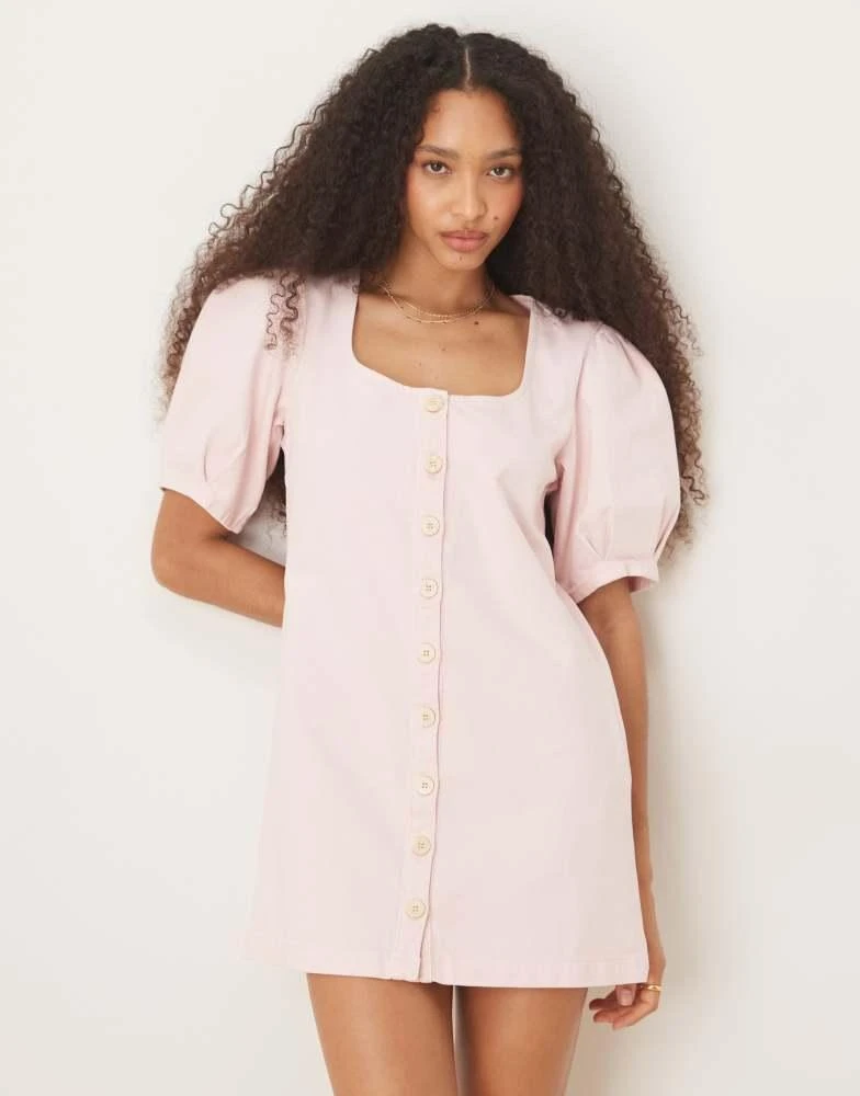 knee length dresses for ladies Flying Tomato Baby Pink Mineral Wash Denim Mini Dress
