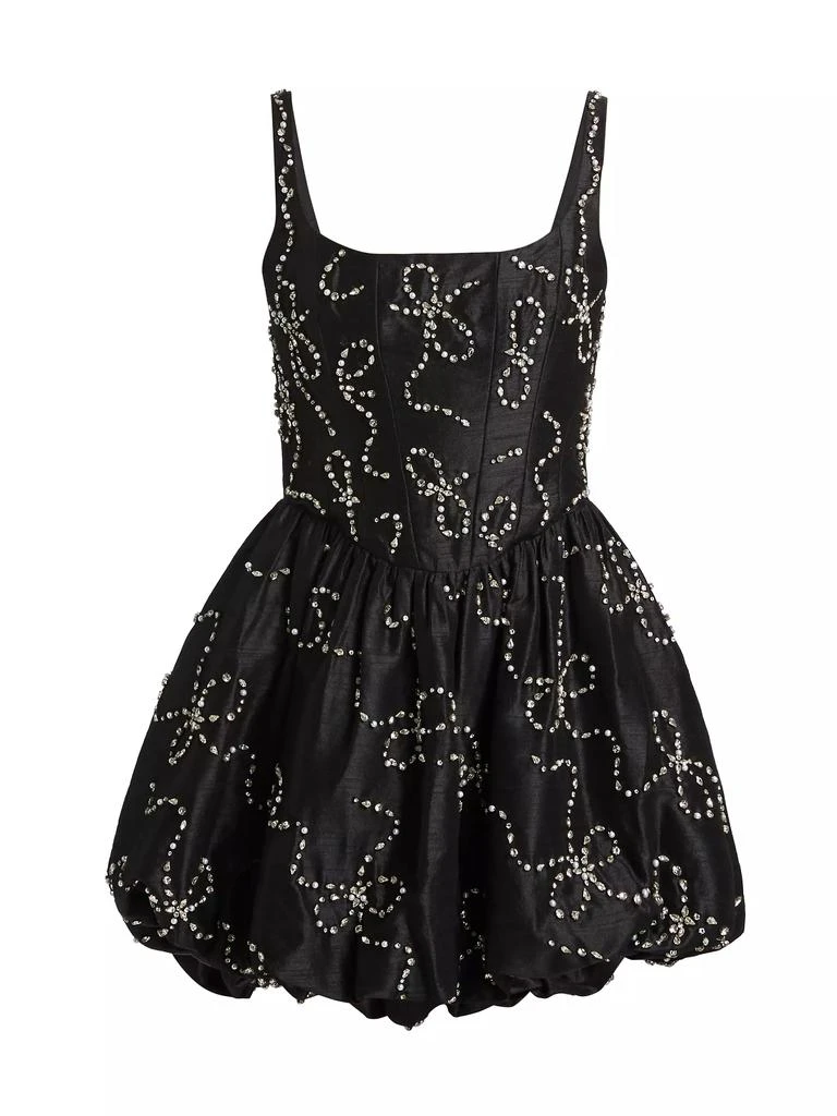 LOVESHACKFANCY Crystal Bow Shantung Brookhaven Minidress 1