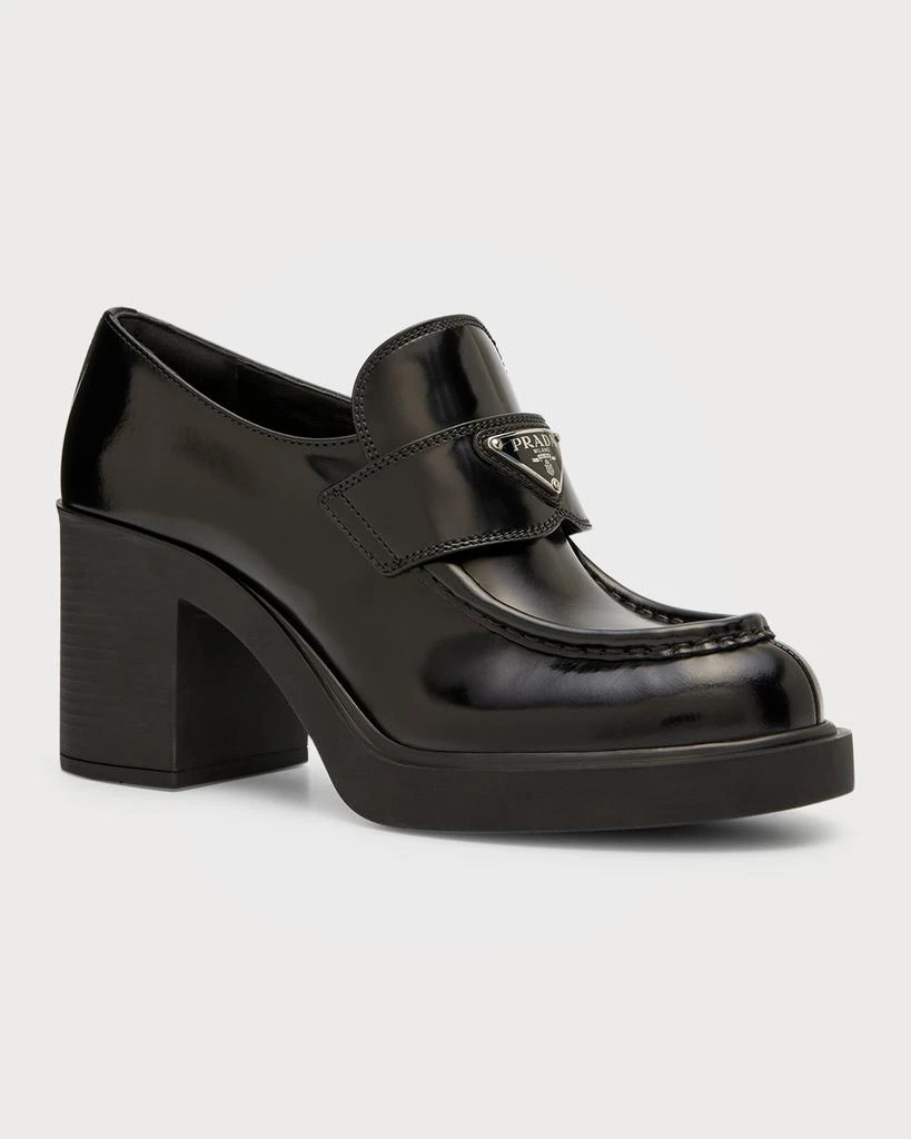 Prada Chocolate Flow Heeled Loafers 3