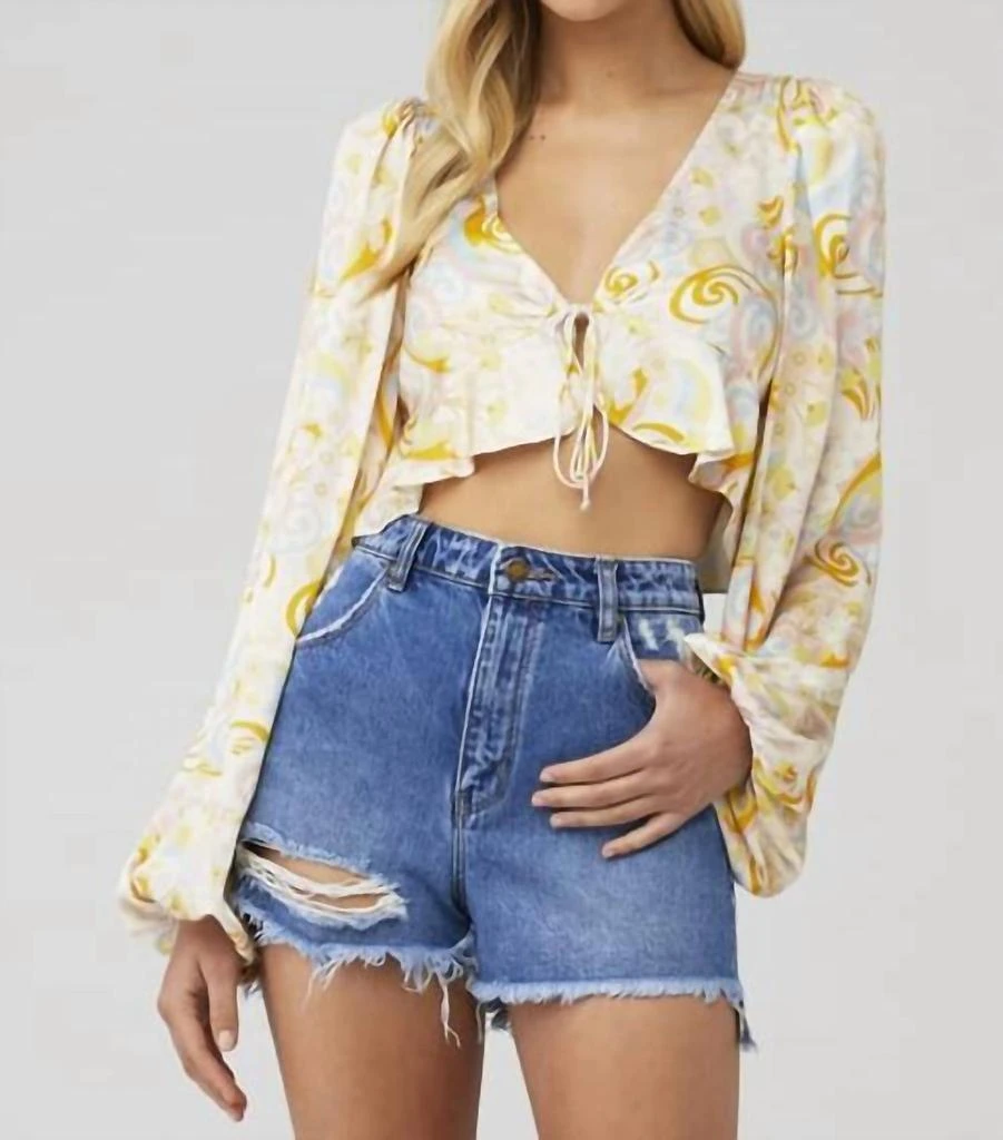For Love & Lemons Marcia Crop Top In Yellow 1