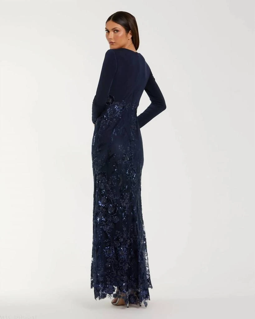 Mac Duggal Mac Duggal - Embellished Long Sleeve Wrap Over Trumpet Gown 3