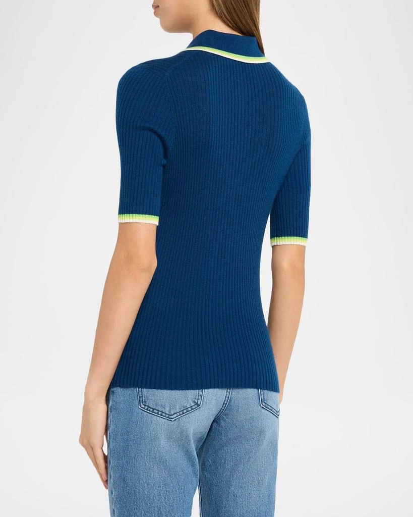Gabriela Hearst Perro Rib Short-Sleeve Polo Shirt 3