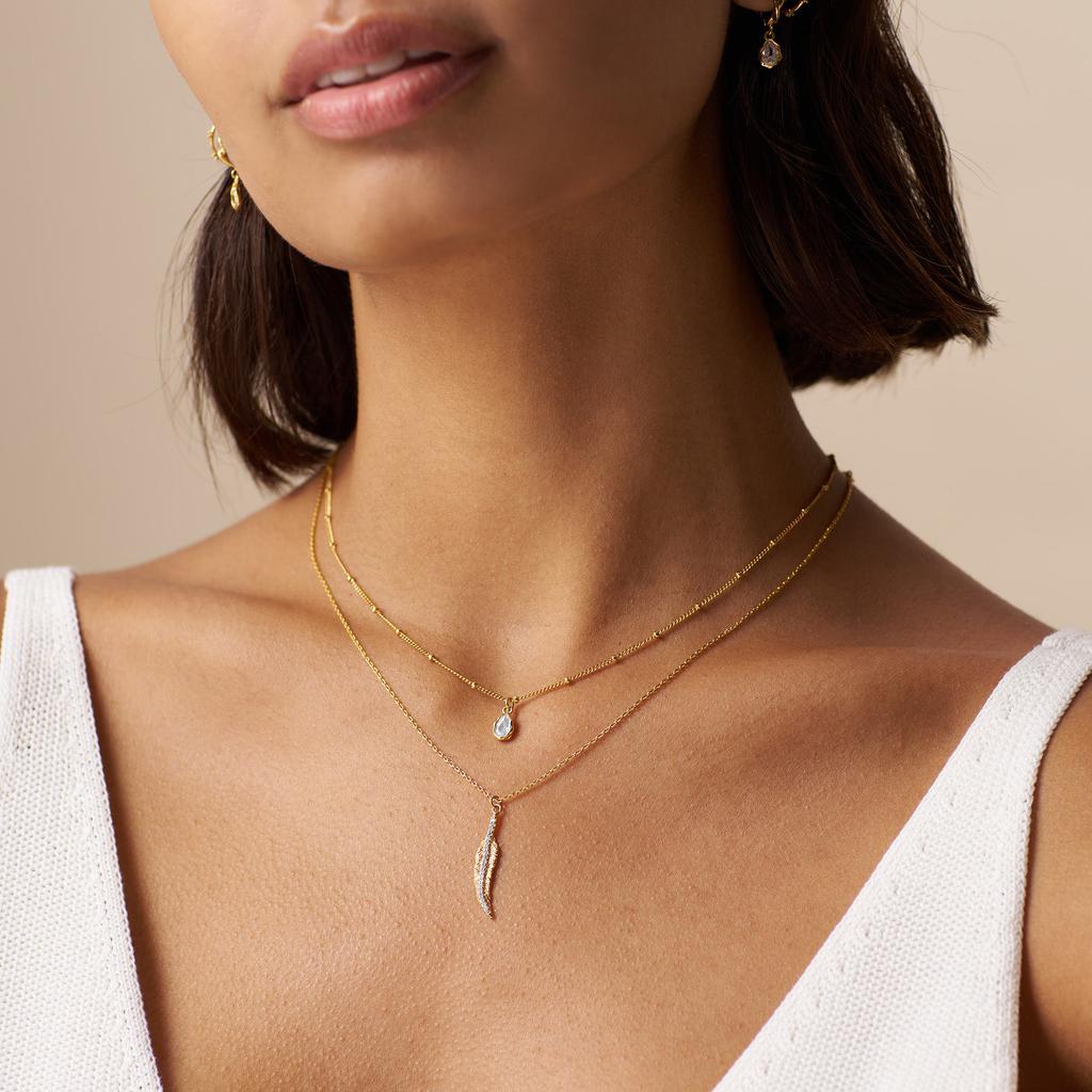 Orelia London Pave Leaf Charm Necklace