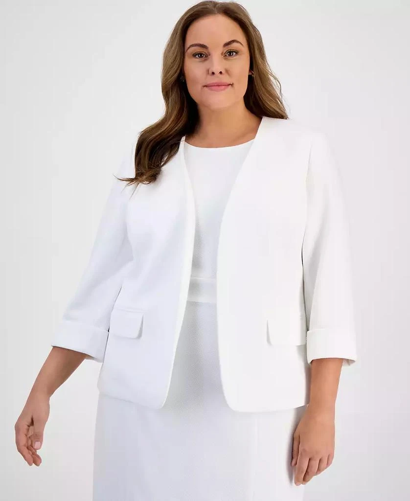 Kasper Plus Size Textured Open Front Blazer 1