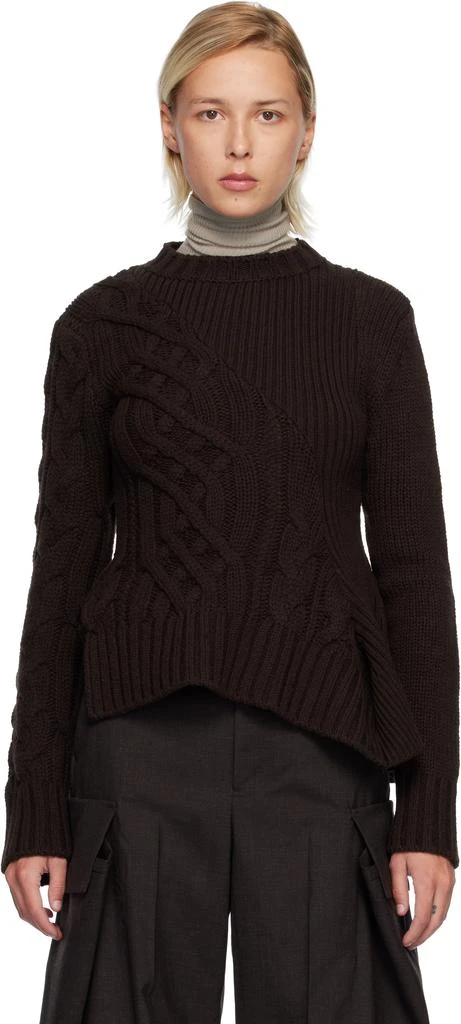 Sacai Brown Wool Knit Sweater