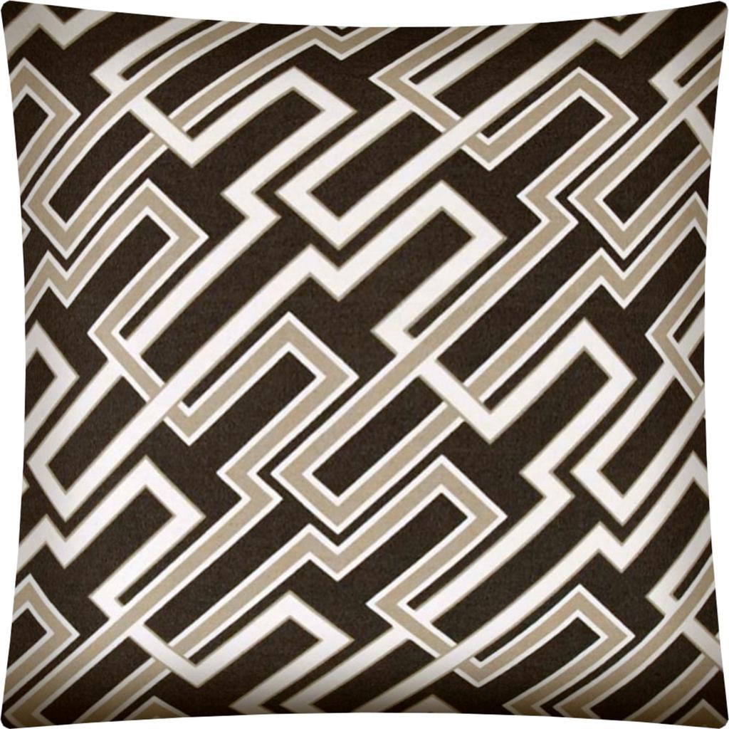 Homezia 17" X 17" Taupe And Chocolate Blown Seam Trellis Lumbar Indoor Outdoor Pillow